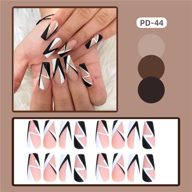 Coffin French Nail Crystal AB Shine Decorative False Nails Long Ballerina Rhinestones Press On Artificial False Nail Tip