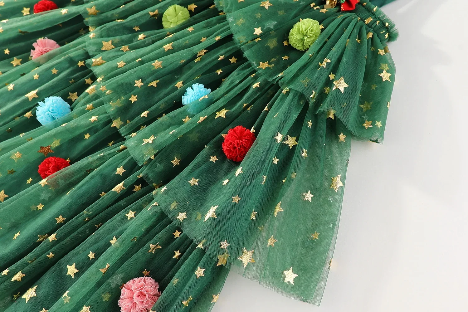 Green Tulle Layered Dress for Kids Girls Prom Ball