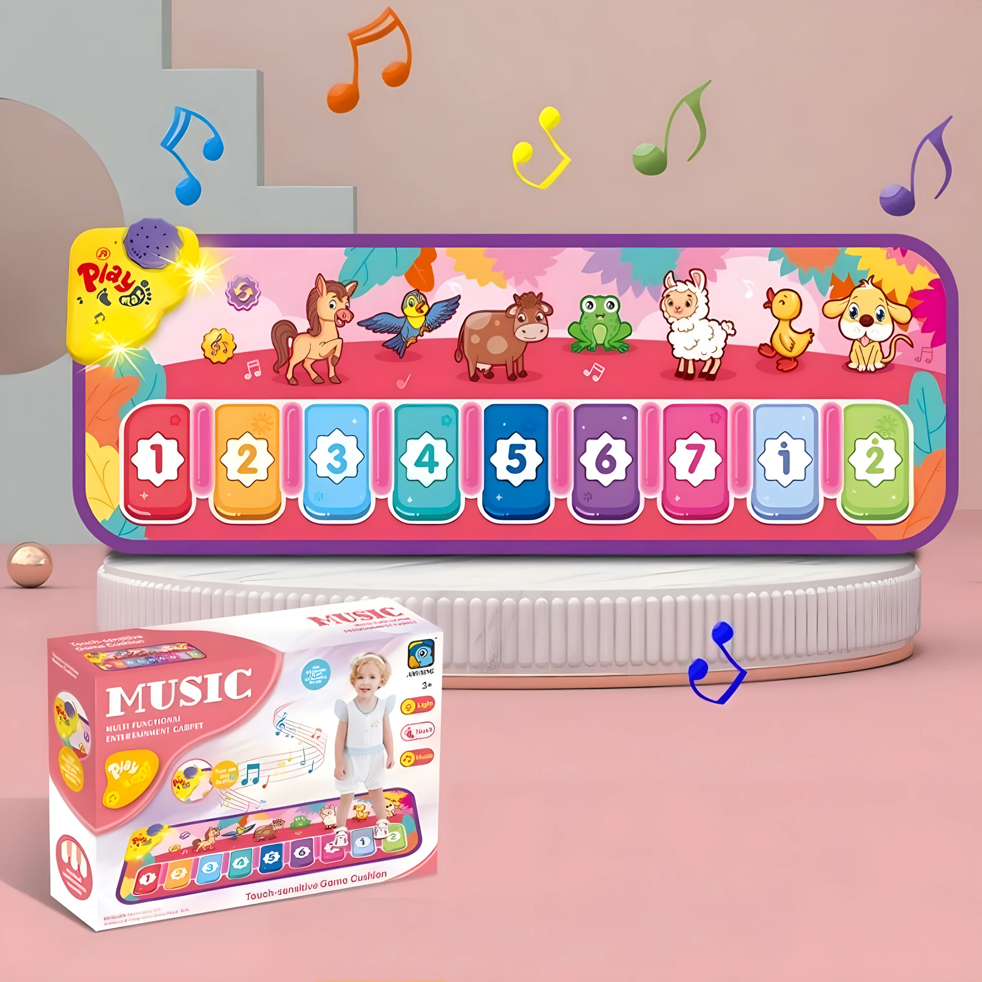 25 Music Sounds Child Floor Piano Keyboard Mat Animal Blanket Touch Dance Floor Playmat Education Baby Musical Mats Carpet Toys 6