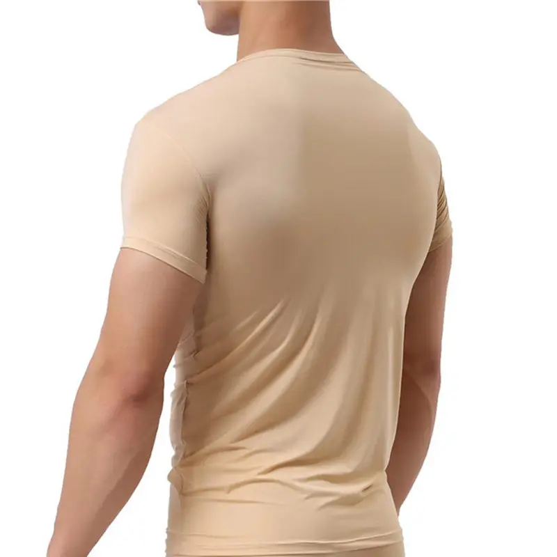 Sexy Mens Undershirts Ice Silk Soft T Shirts