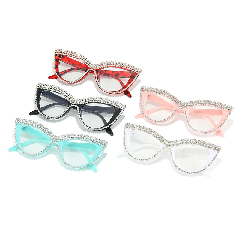 Eyeglasses Frames Eyewear Frames Women Glasses Fashion Eyeglasses Vintage Luxury Brand Designer Diamond Cat Eye Glasses Frame Women Fashion Trending Crystal Sexy Myopia Reading Eyeglasses Frames