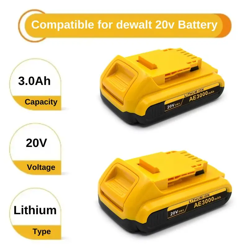 100% for DeWalt 18V 20V 3Ah Max Lithium Batteries DCB203 Li ion Battery Replacement DCB206 DCB205 DCB204 DCB200 Power Tools Sfcbdc7a737c94822962b75ea7ce823e8w