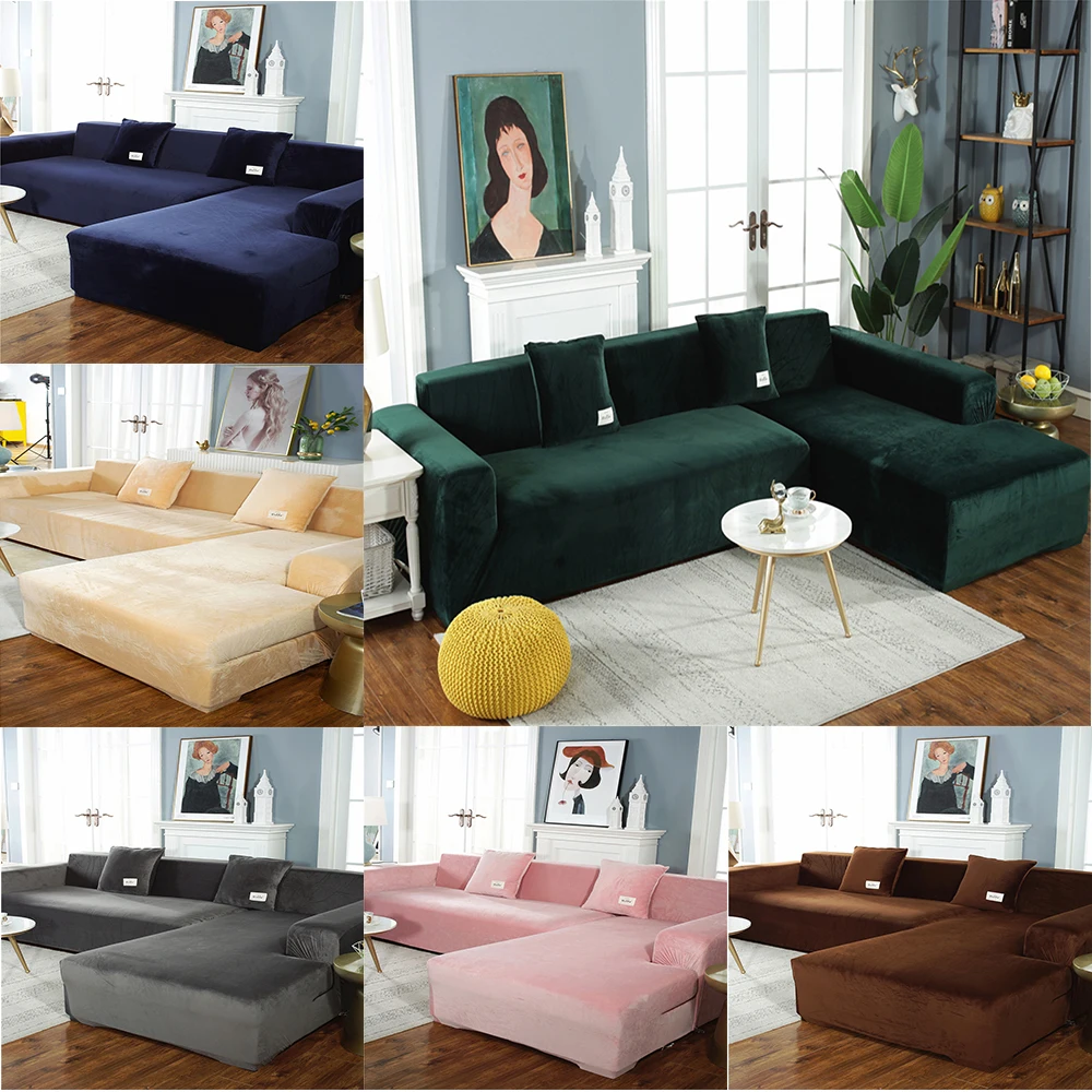 Funda de sofá de felpa de terciopelo de lujo, cubierta seccional