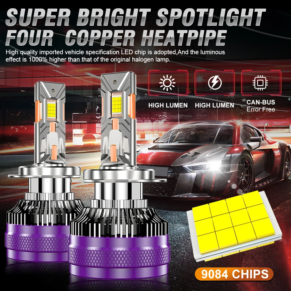 Description Picture 2 of itemDualvision H7 Led Canbus Car Headlight Bulbs 1200W H4 Decoder Lamp H9 H11 HB3 9005 HB4 9006 H1 9012 HIR2 Turbo Fog Lamps 6000K