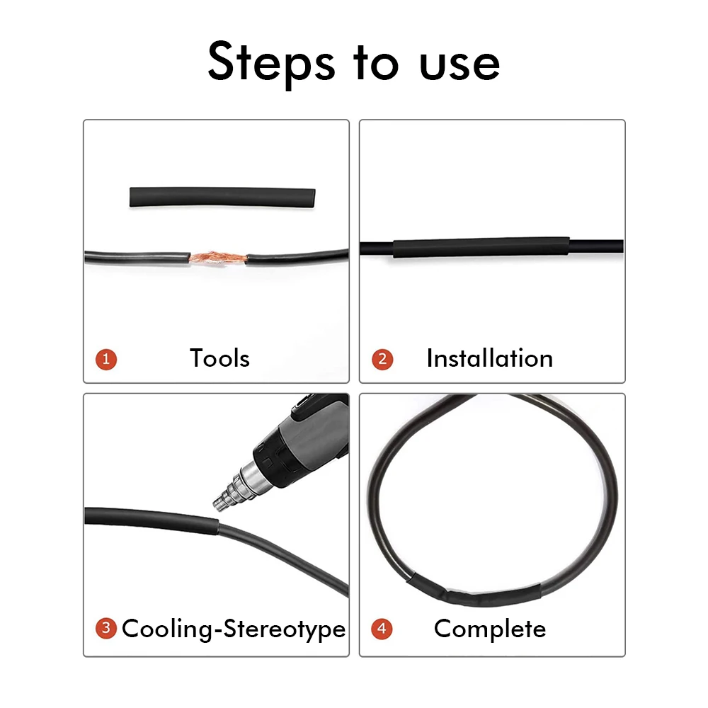 Heat Shrinkable Tube Kit Insulated Sleeving Tubing Set Electrical Cable Wire Thermoresistant 2:1 Car Wire Shrink Wrap Waterproof