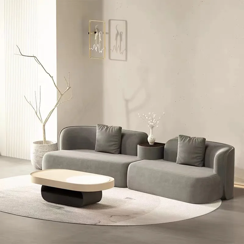 

Nordic light luxury designer fabric sofa small apartment simple modern living room net red style Italian wabi-sabi sofa
