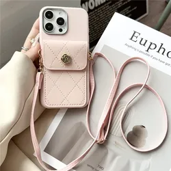 Luxury Flower Leather Wallet Phone Case with Crossbody Lanyard and Card Holder - 7 Plus or 8 Plus (6)