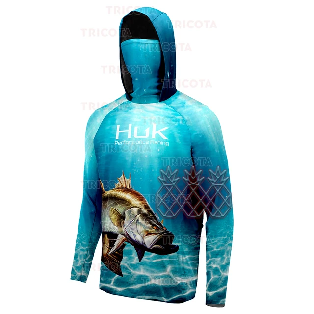 HUK Fishing Shirt With Mask Outdoor Men UV Protection Fishing Hoodie  Clothing Long Sleeve Breathable Performance Fishing Jersey - AliExpress