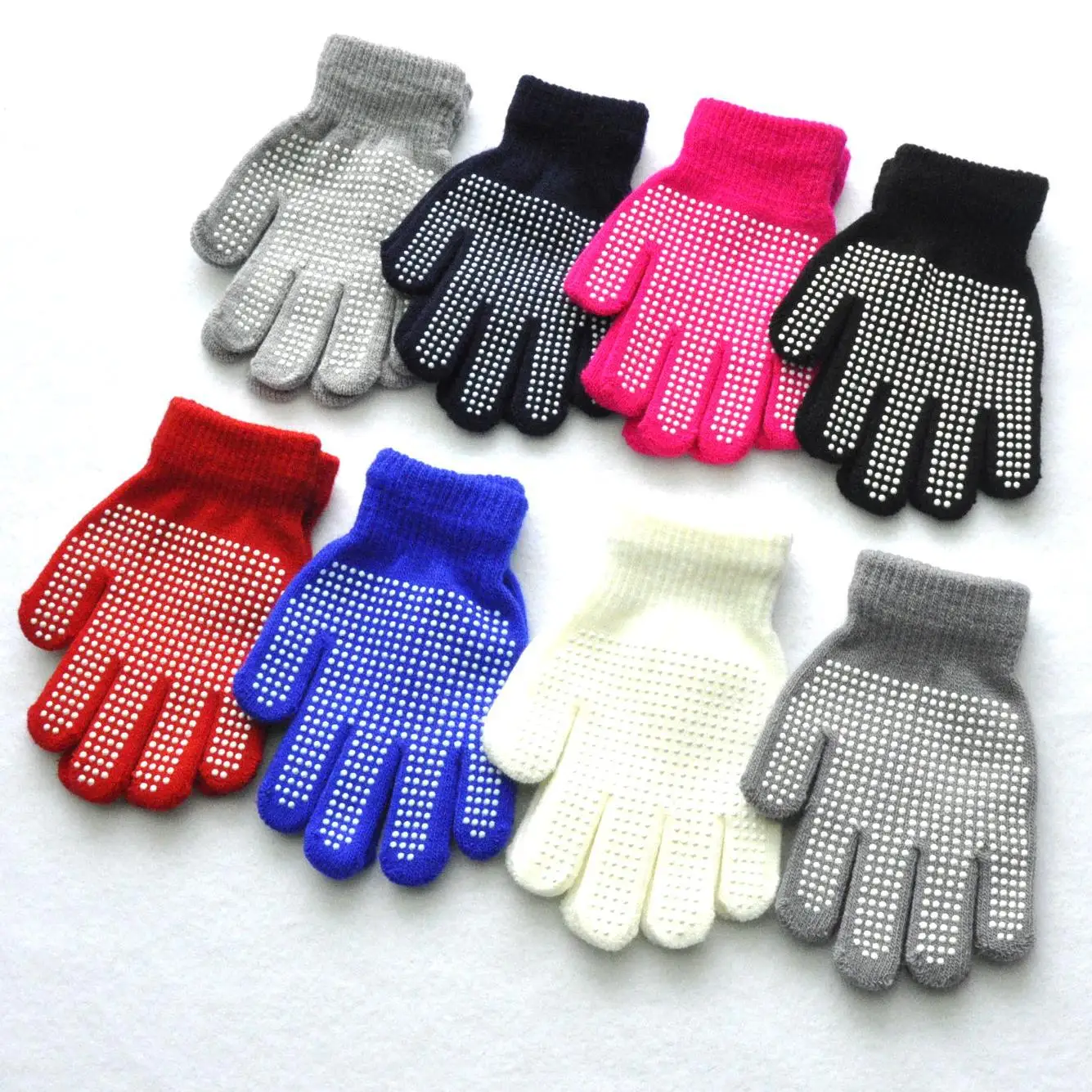 New 5-11Y Boys Girls Anti Slip Winter Knitted Warm Gloves For Children Student Full Finger Mittens Outdoor Cycling Skiing Gloves 4