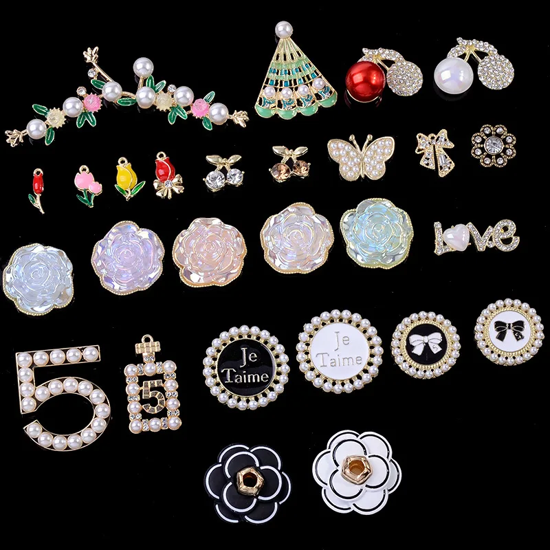 5 Pcs/Lot Rhinestone Pearl Flower Plate Diamond Button Jewelry Scarf For Hair  Accessories Sewing Decorative Clothing Coat - AliExpress