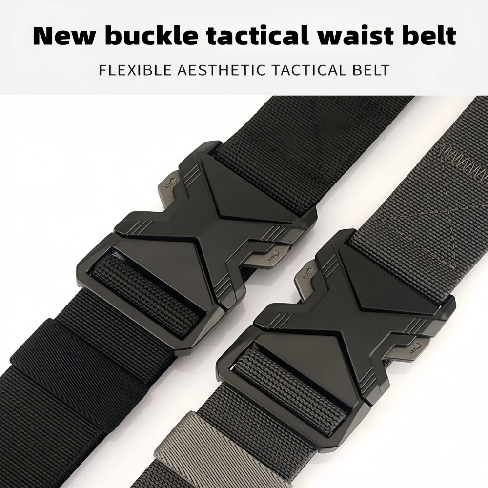Neuer Gürtel mit automatischer Schnalle, Canvas, taktische Arbeitskleidung, lässiger Outdoor-Militär-Trainingshosengürtel für Herren – Detail 20