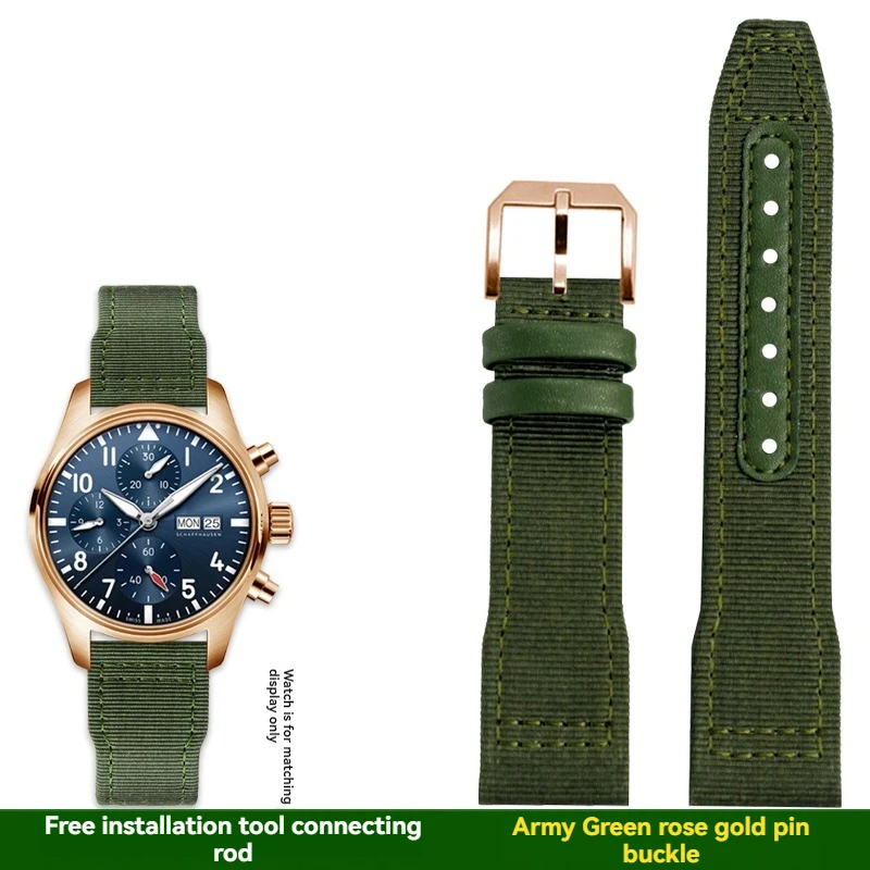 Premium Outdoor Sports Nylon Canvas Watch Strap for Men - Fits IWC Pilot XVIII Spitfire Series