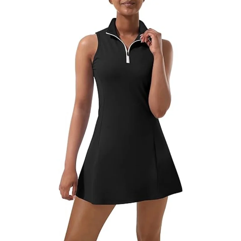 Tennis competition skirt,Tennis Golf Dresses with Built in Shorts and Pockets for Sleeveless Workout Athletic Dresses，Yoga