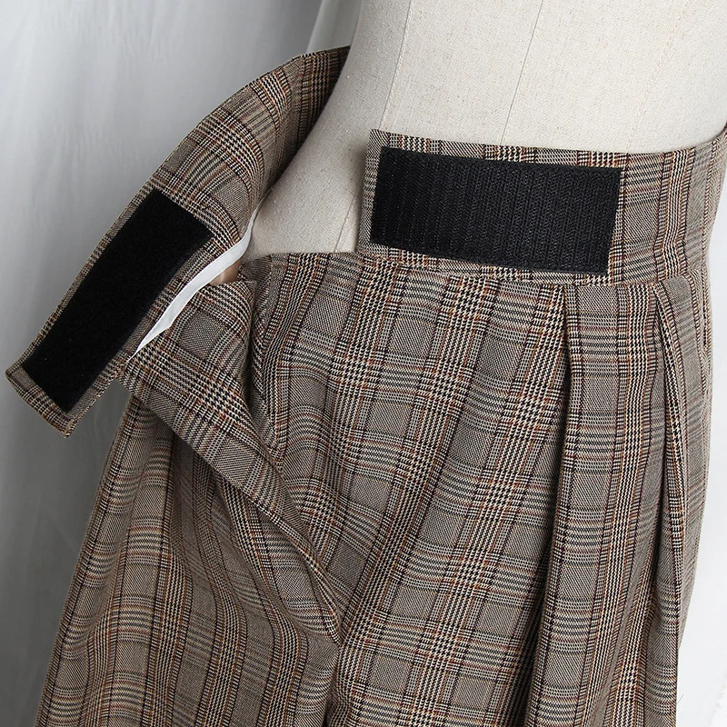 High Waist Plaid Ruched Harem Trousers for Women Casual Ankle Length Pants Female 2024 New Asymmetrical Fashion Autumn Korean