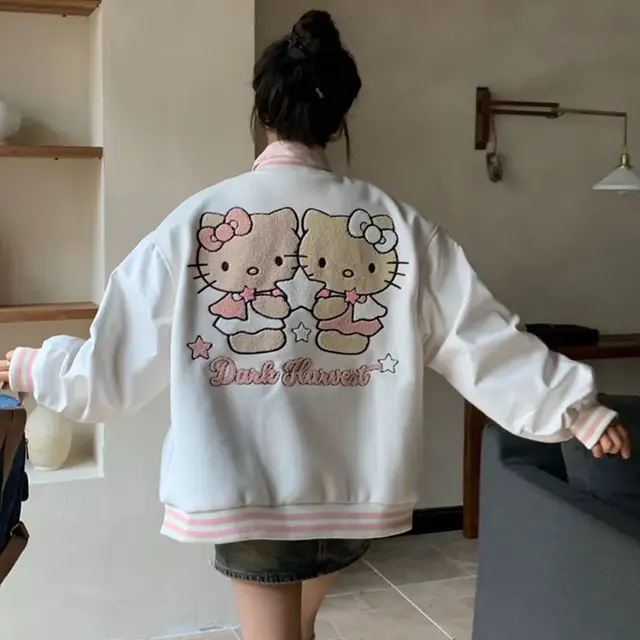 Hello Kitty Varsity Jacket  Hello Kitty White Bomber Jacket