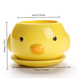 Succulent Cartoon Ceramic Flowerpot - Lightweight, Breathable, and Creative Design (Yellow Duck)
