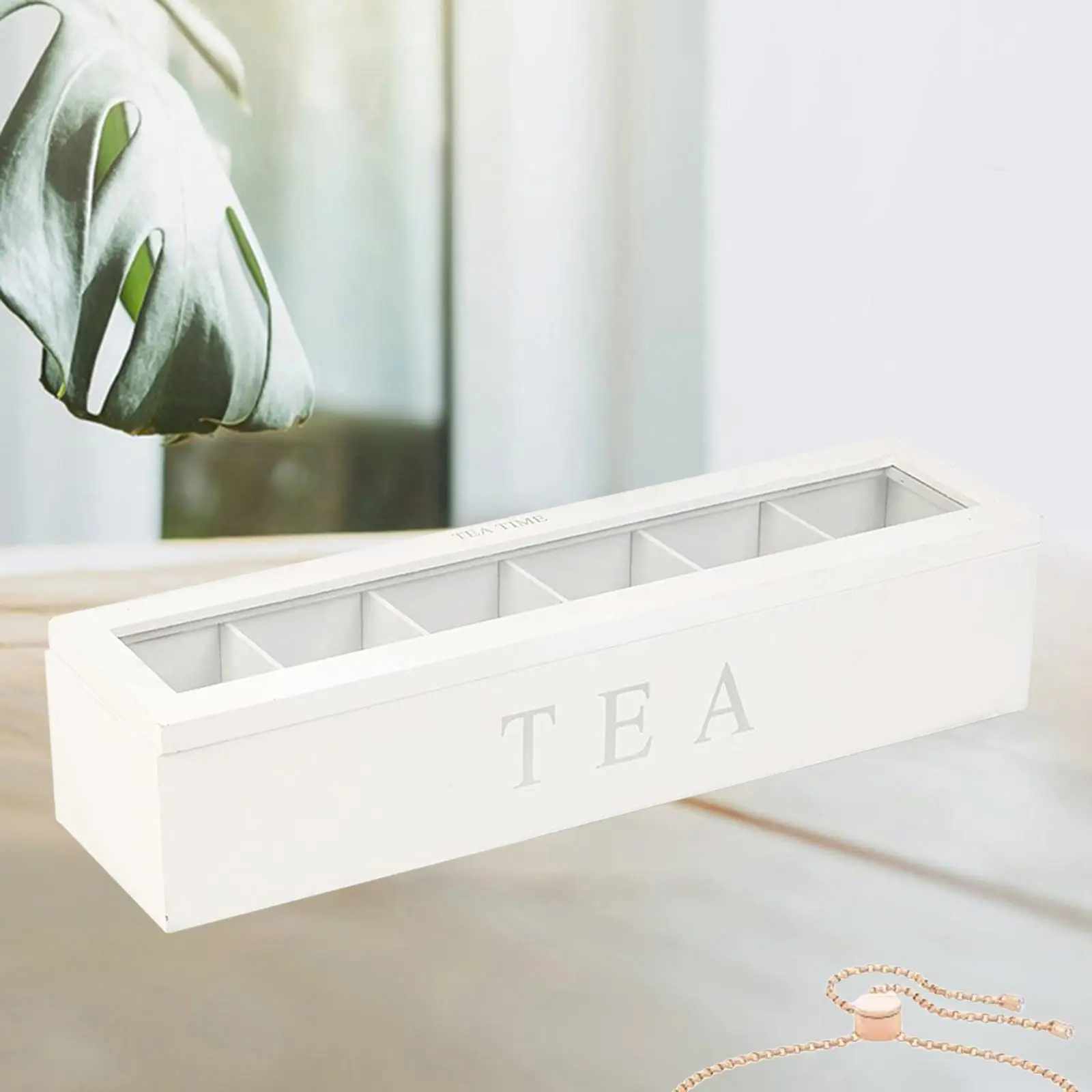Tea tin box tea canister ceramic storage jar new wooden tea box with lid 6 compartment for kitchen cabinets