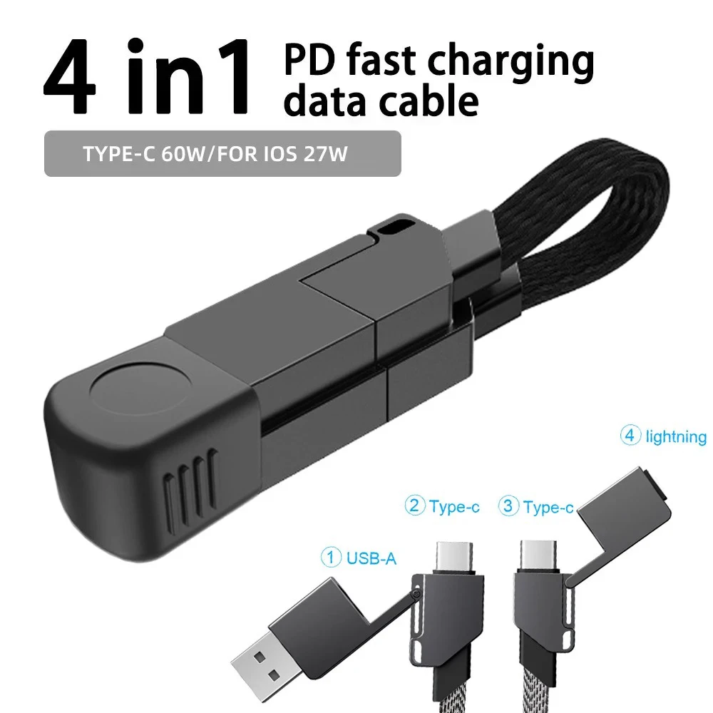 4-Port PD 60W Fast Charging Alloy Magnetic USB-C to USB-A Digital Cable