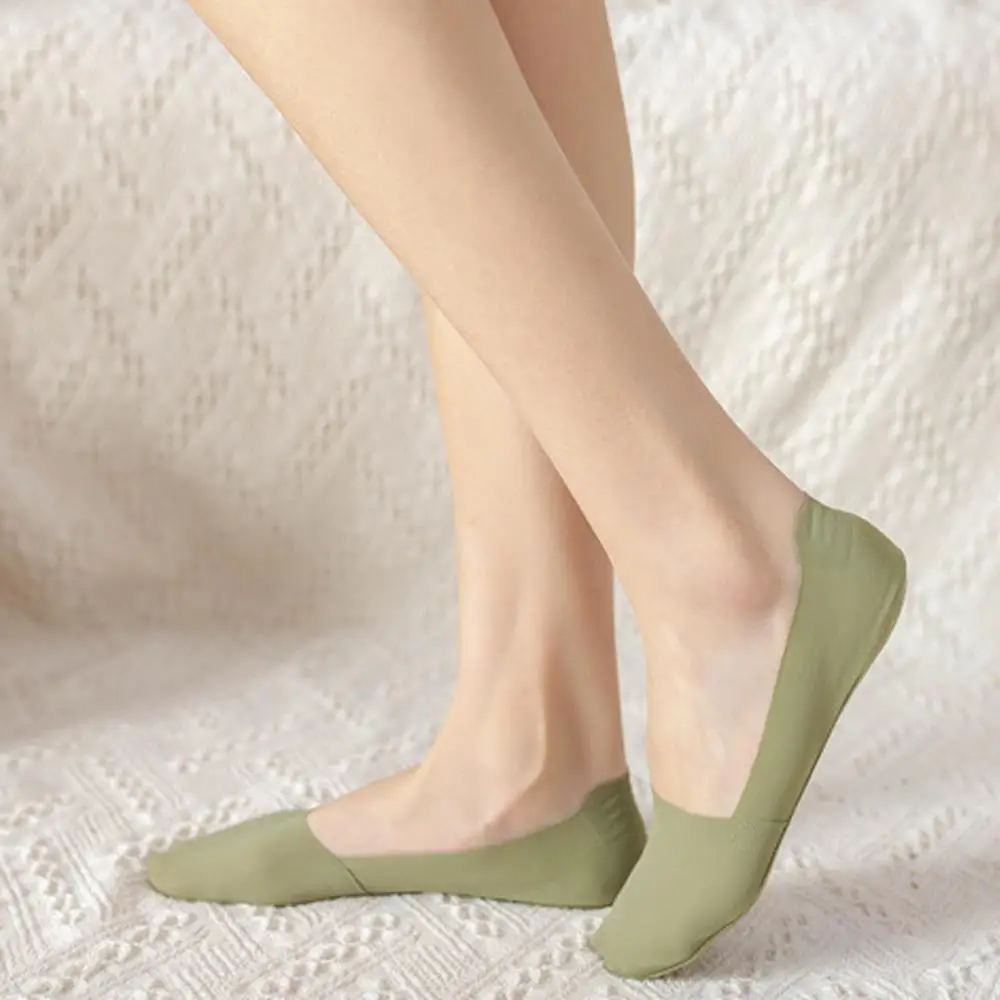 

Женские летние бриллиантовые тапочки, силиконовые Нескользящие бесшовные Невидимые бриллиантовые носки из ледяного шелка