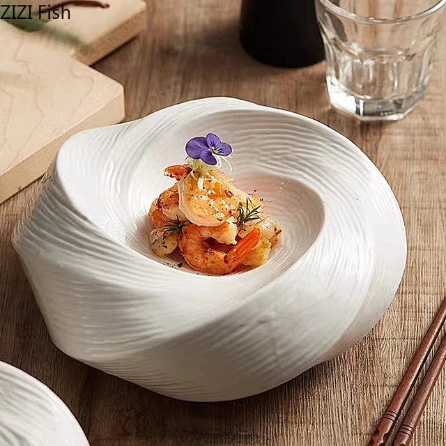 Piatto isolante bianco creativo piatto da Dessert in ceramica piatti da  ristorante piatto principale decorativo piatto
