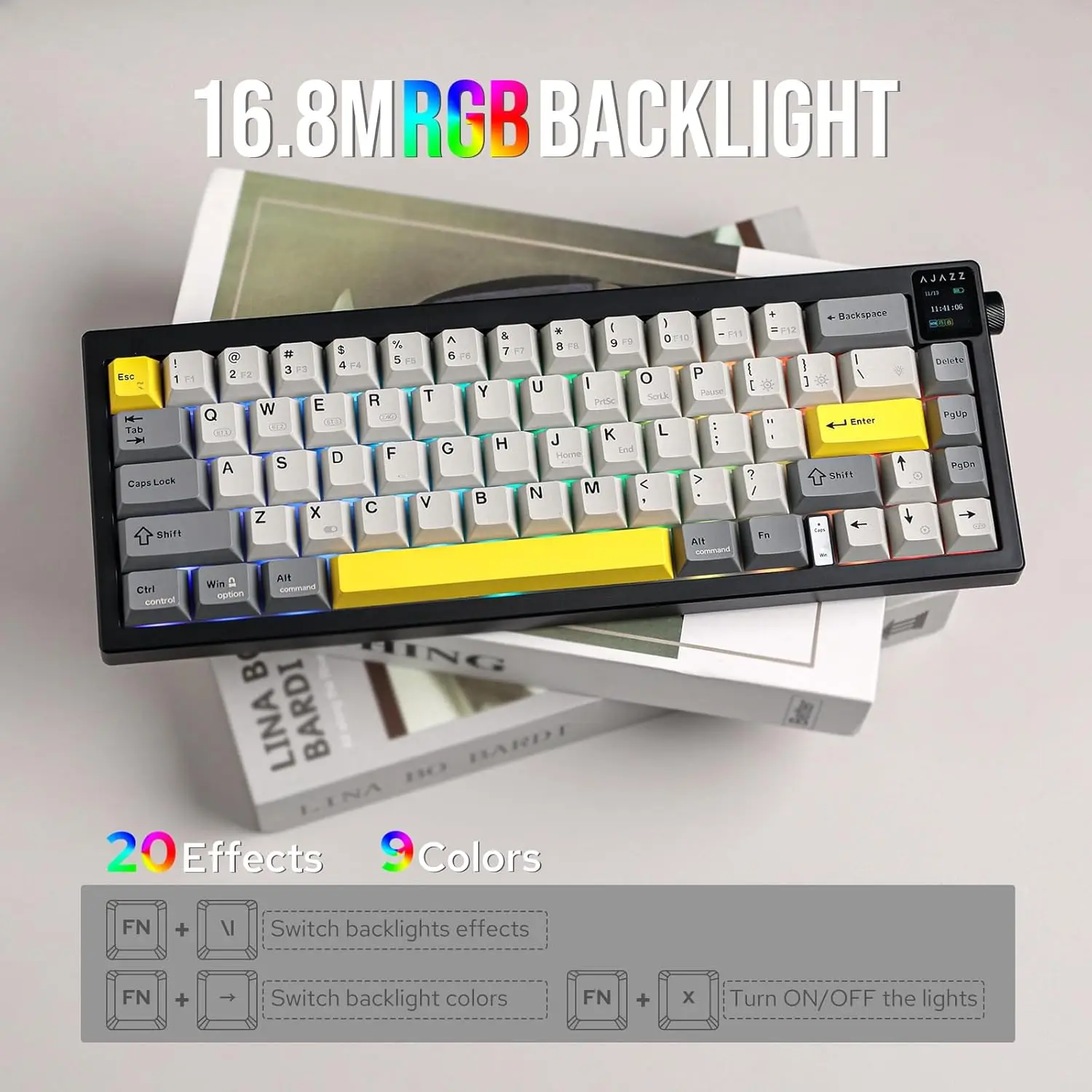 Ajazz AK650 Gaming Mechanical Keyboard with 0.85'' TFT Screen