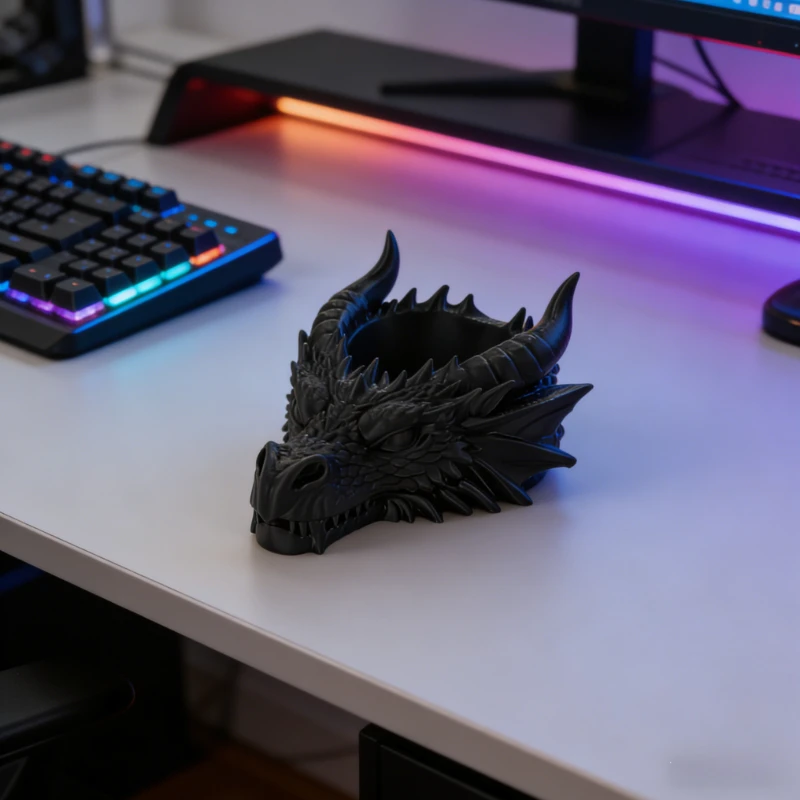 Cool Gothic Dragon Head Desktop Decor, Dark Series Jewelry Storage Organizer, Home Ornament