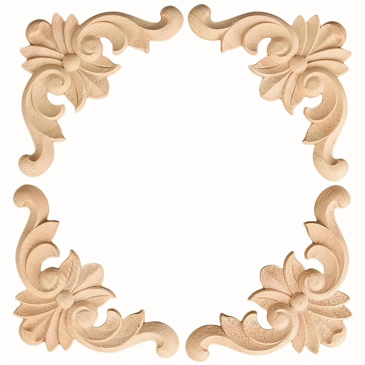Wood Appliques 2pcs Decorative Wood Carved Onlay Appliques Carved Wood  Furniture Corner Decor Wood Appliques For Furniture, image size:1200x1200