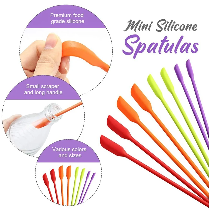 Mini Silicone Spatulas, 8 Pack Small Silicone Makeup Spatulas Last Drop  Spatula Scrapers Mini Jar S