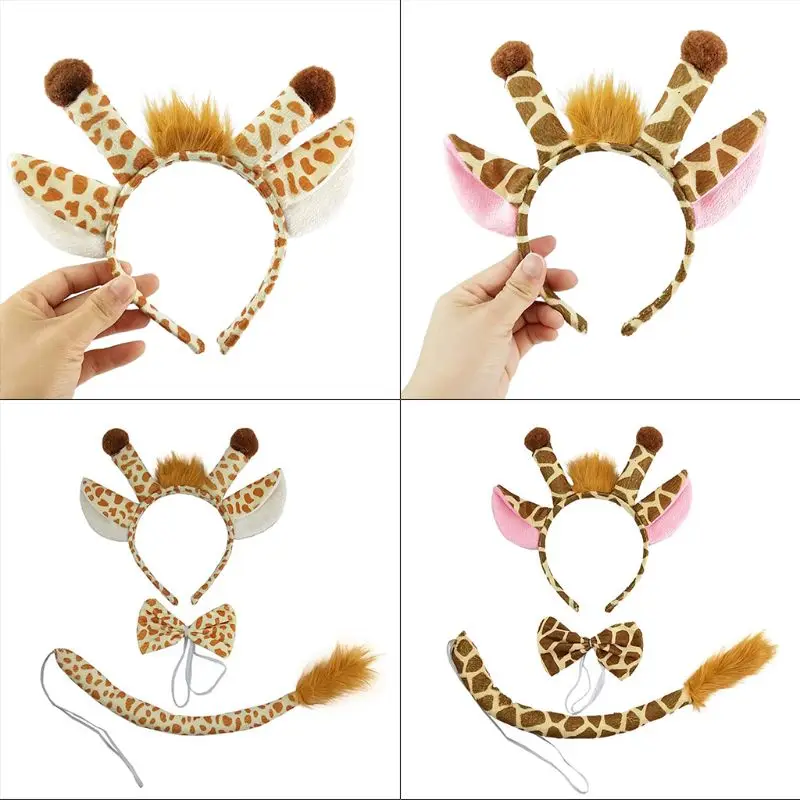 

Plush Giraffes Headband Giraffes Hair Hoop Cartoon Headwear Girl Sweet Plush HairBand Giraffes Ear Headwear