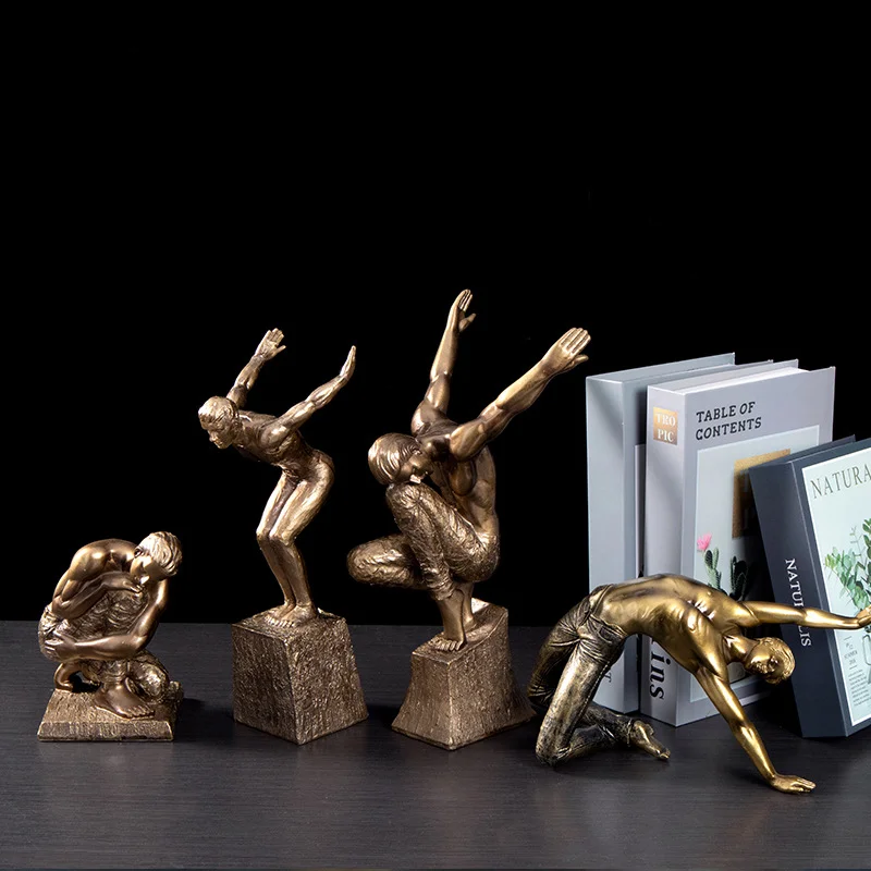 

Sports Man Statue Nordic Decorative Sculptures & Figurines for Interior Unique Home Decoration Creative Living Room Ornaments