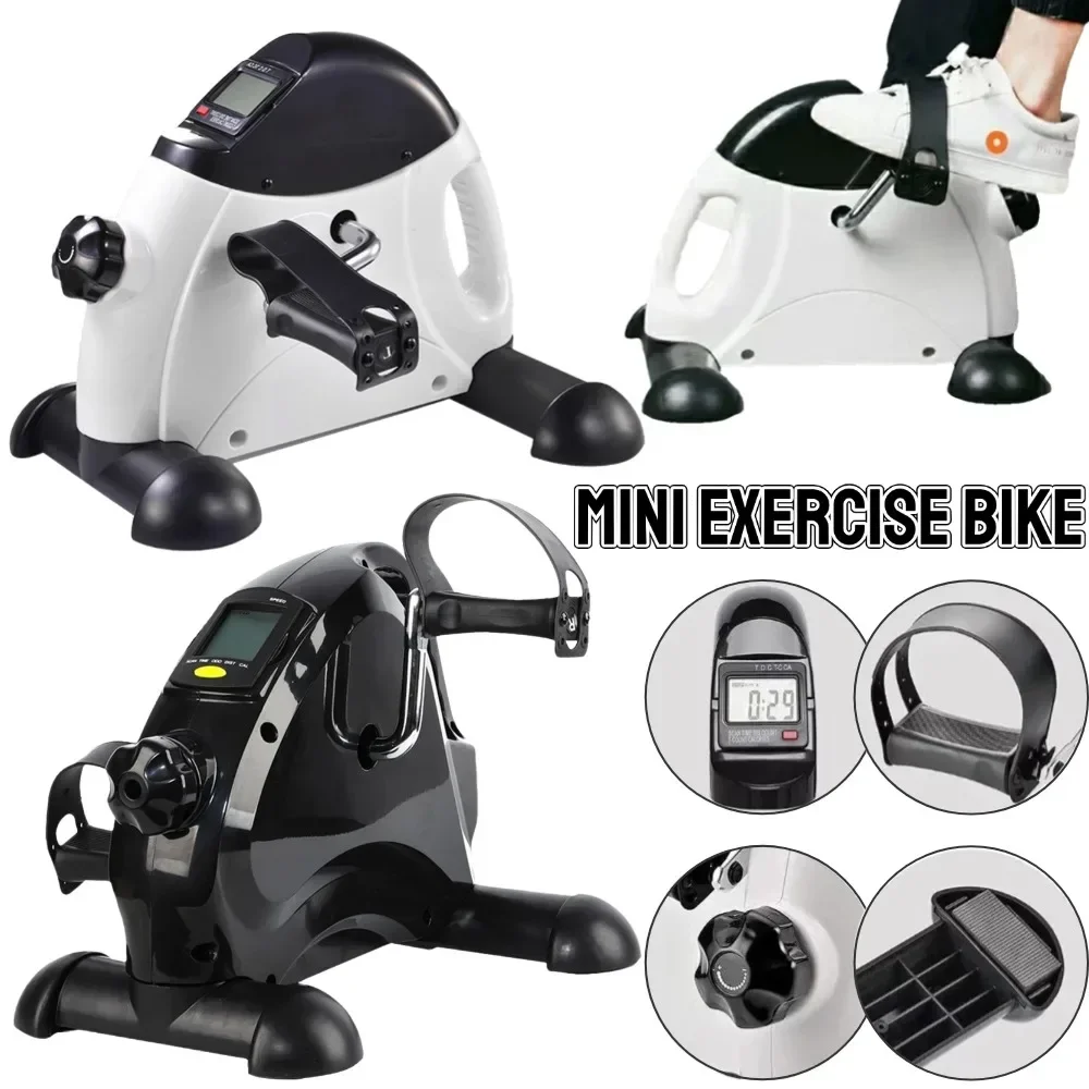 Mini Exercise Bike Arm and Leg Trainer Adjustable Peddler Exercise Bike LCD Display Foot Pedal Machine for Home Office