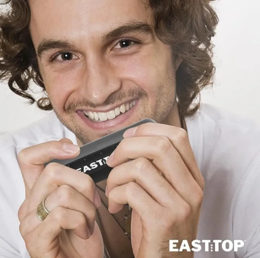 EAST TOP ET12 Chromatic Harmonica in G for Adults and Professionals with Unique Modern Design, IVORY BLACK Cover