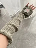 2 in 1 Korean Over-knee Leg Warmers Sleeves WOMEN Arm Covers Japanese Leggings Wool Thigh Socks Punk Multi-functional Gloves 5