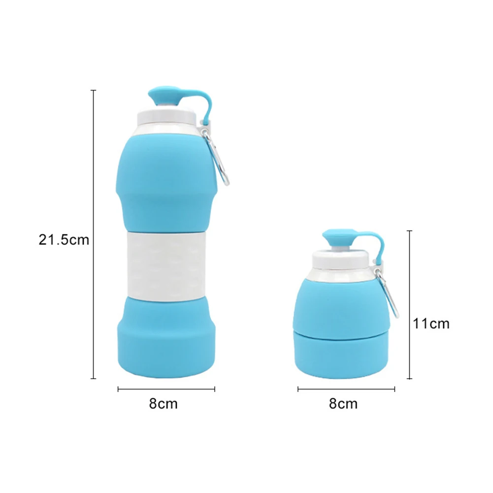 Bouteille D'Eau Pliable En Silicone - 700ml (250ml Pliée) - Avec Mousqueton - Pour Randonnée, Camping, Sport