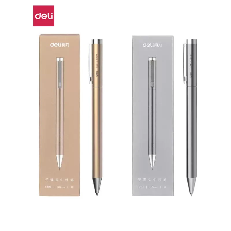 Deli Metal Sign Pen Pens Gold/Silver Gel Pen 0.5mm Refill PREMEC Smooth Refill MiKuni Japan Ink Black For Xiaomi Sign Pen black supermarket advertising promotional pop label frame price photo holder sleeve paper card sign picture case