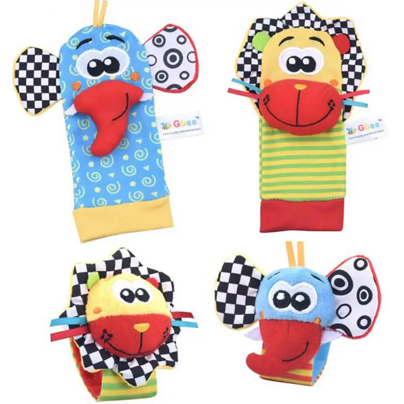 

Cute Animal Baby Wrist Rattle Plush Rattle Socks Set
