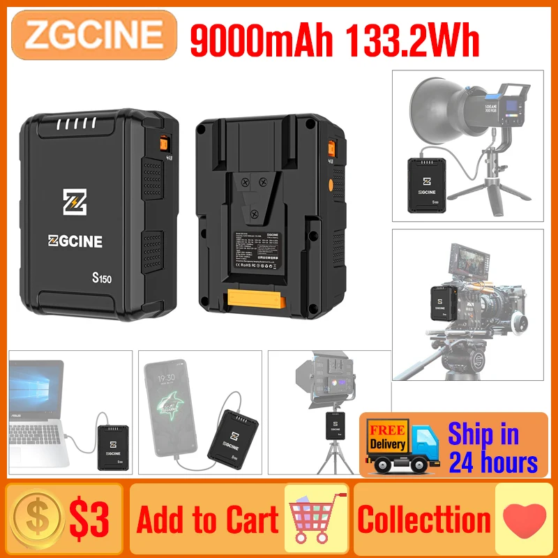 ZGCINE ZG S150 V Mount Battery 133.2Wh V Lock Lithium Battery Power