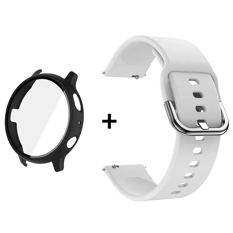Premium Accessory Bundle: Glass Case, Strap, and Screen Protector with 20mm Watch Bands and PC+Bumper Cover
