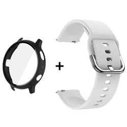 Premium Accessory Bundle: Glass Case, Strap, and Screen Protector with 20mm Watch Bands and PC+Bumper Cover for Active 2 40 mm (Black and white)