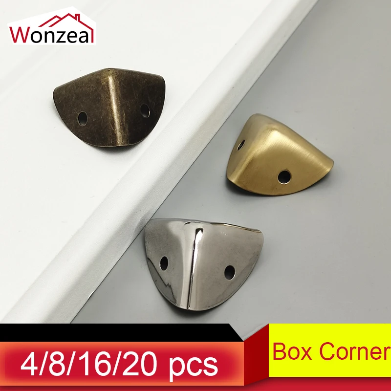 4/8/16/20pcs 23*34mm Iron Decorative Antique Brass Jewelry Wine Gift Box Wooden Case Chest Edge Cover Corner Protector Guard