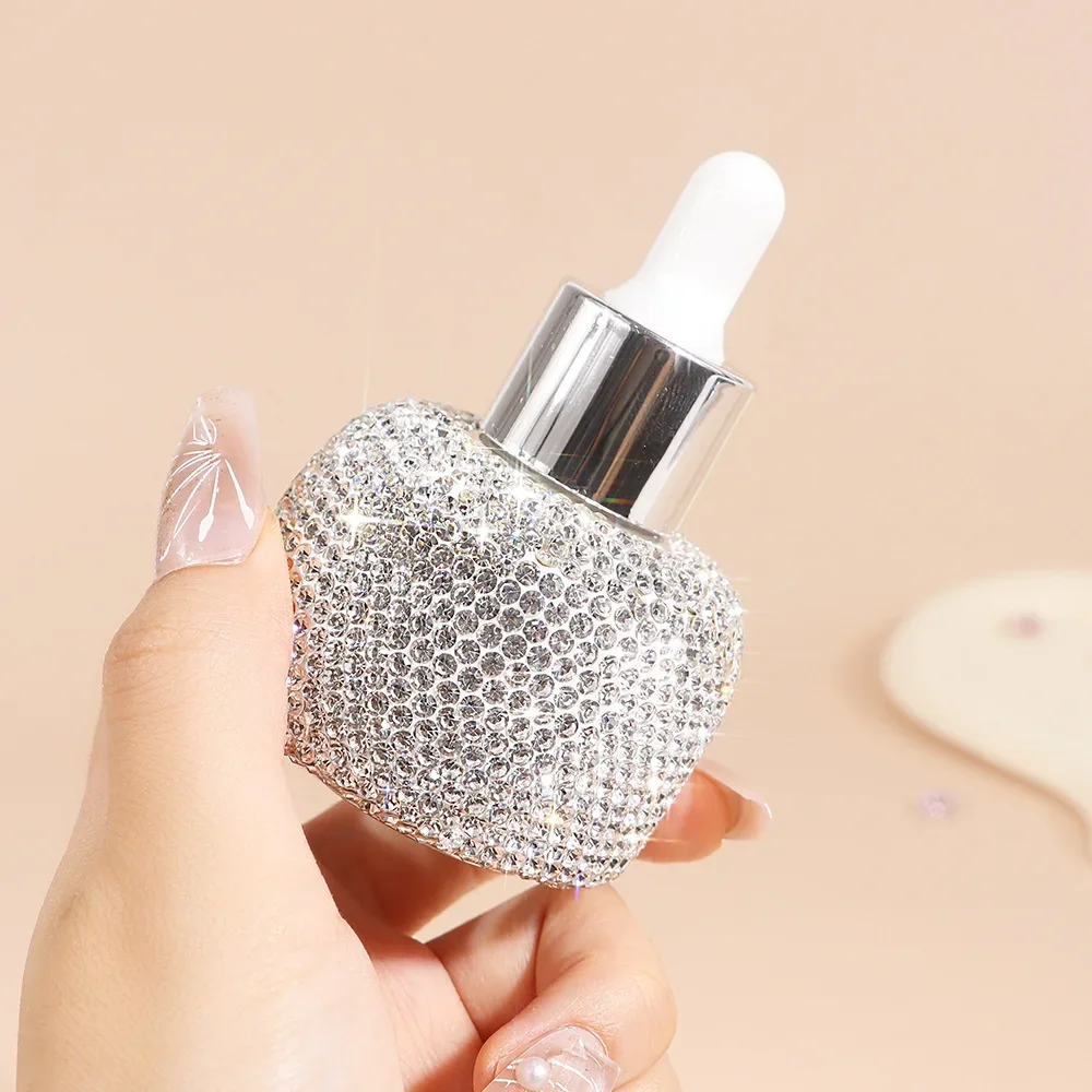 30ML Luxury Rhinestone Glass Oil Dropper Mini Perfume Empty Travel Bottle Travel Portable Essential Oil Storage Jar Organization 6