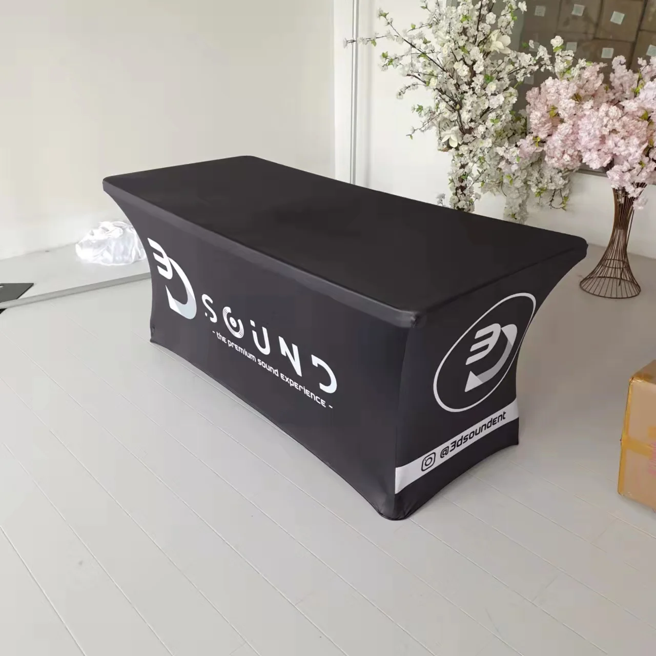 CustomLogoSpandexTableCover4ft6ftStretchTableClothHotel
