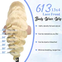 Perruques Lace Frontal HD 13x6 Blond 613, 40 pouces, Densité 180%, Pré-épilées, Perruques Lace Front Blondes 13x4 en Cheveux Humains Ondulés (Body Wave) pour Femmes, Densité 180%, Peuvent être Teintes 5