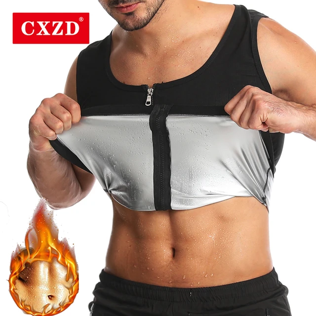 CXZD Men Sauna Sweat Vest Hot Polymer Corset Compression Waist Trainer Vest  Workout Tank Top Weight Loss Body Shaper Shirt - AliExpress