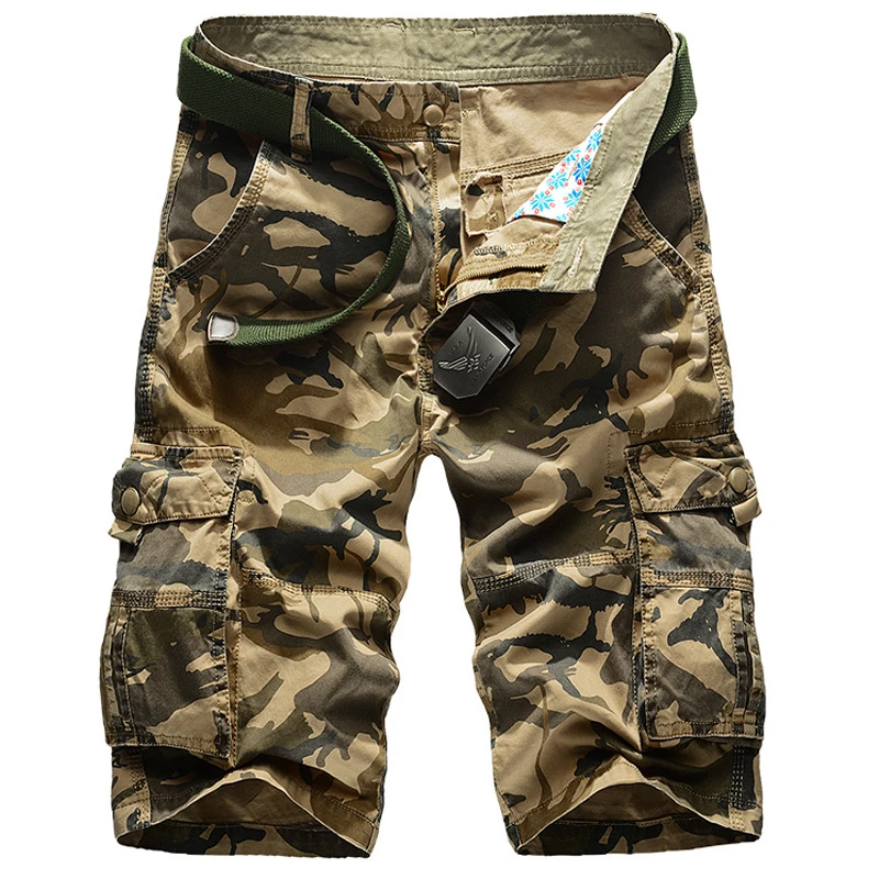 New Cool Workwear Men's Training Shorts Thin Loose Multi-Pocket Pants Leisure Camouflage Sports Style Camping Soldier Suit