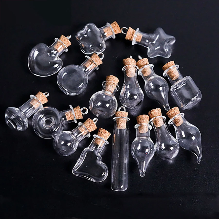 5Pcs/20Pcs/30Pcs Mini Glass Bottles With Cork Stopper DIY Vials Drifting Bottle Christmas Decor Multi Use Glass Containers