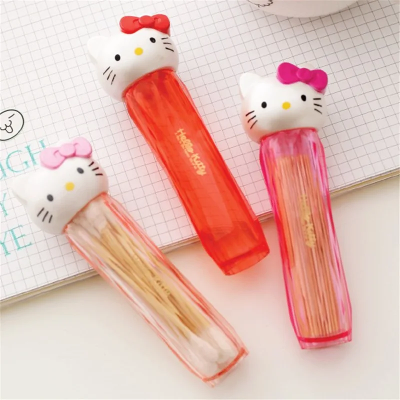 Sanrio милый портативный держатель для ватных палочек Hello Kitty аниме ватный тампон
