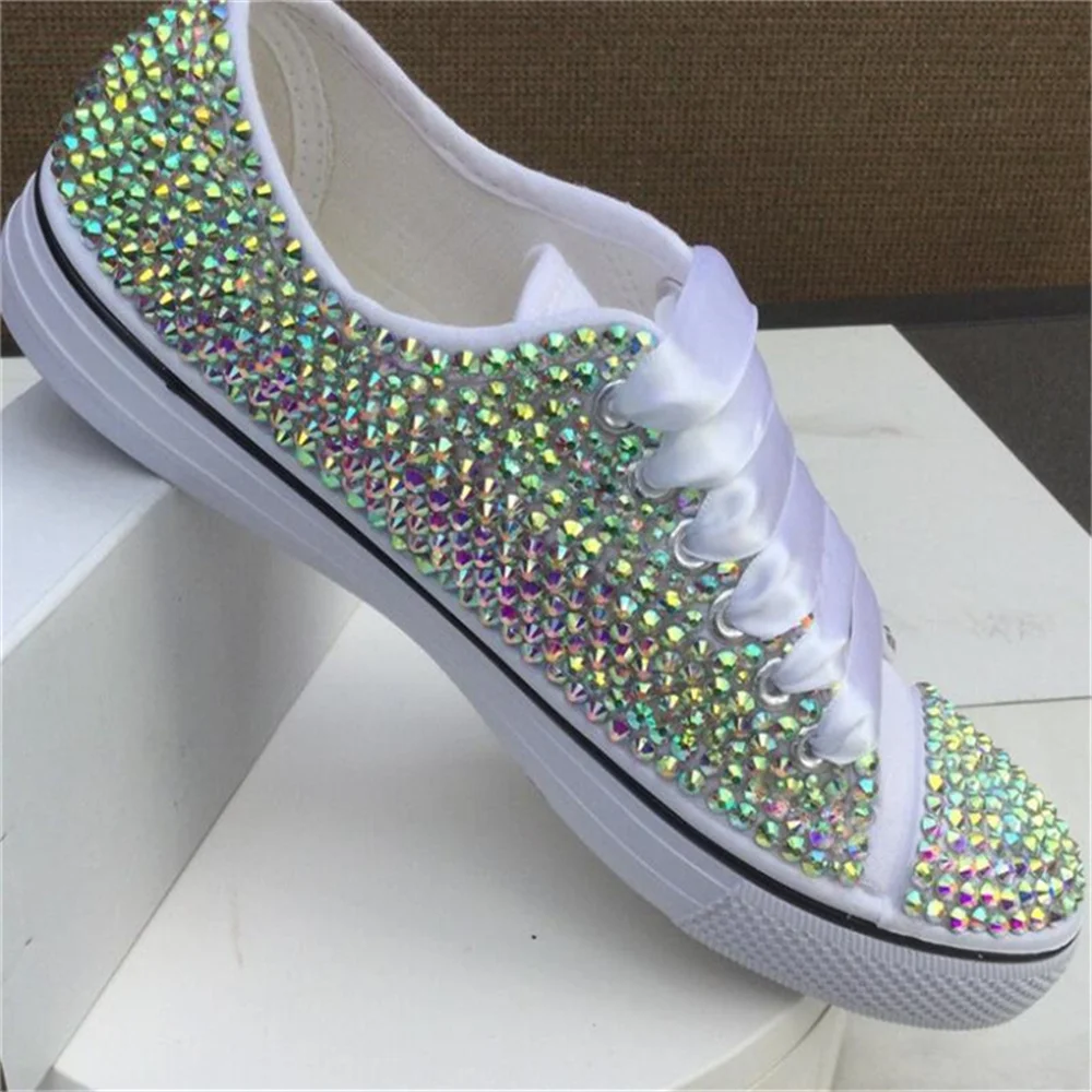 Rhinestone low top tennis shoes with Custom colors