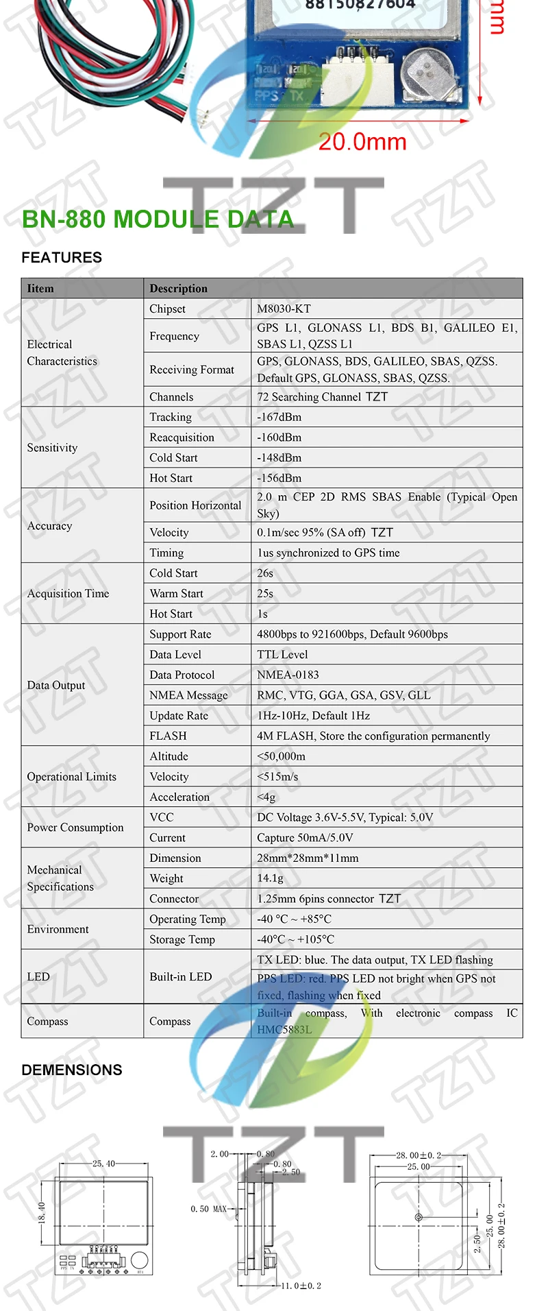 BN220 BN180 BN-880 3,0 V-5,0 V TTL-Level GNSS-Modul GPS für GLONASS Dual GPS-Modulantenne Eingebauter FLASH BN-220 BN880 – Detail 5