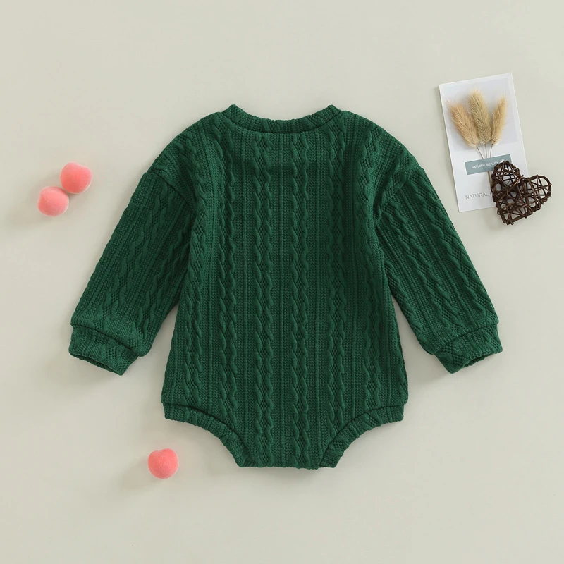 0-18M Newborn Toddler Baby Sweater Romper Solid Color Long Sleeve Knit Bodysuits Knitwear Boys Girls Autumn Winter Clothing